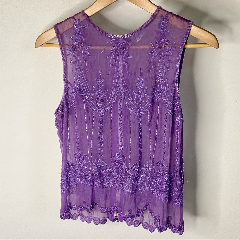 Bejeweled Lilac Mesh Top